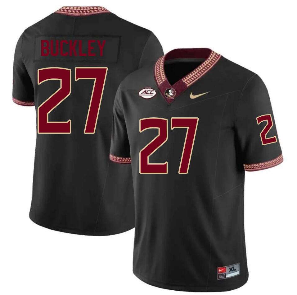 #27 Terrell Buckley Florida State Seminoles Jerseys Football Stitched-Black - Click Image to Close